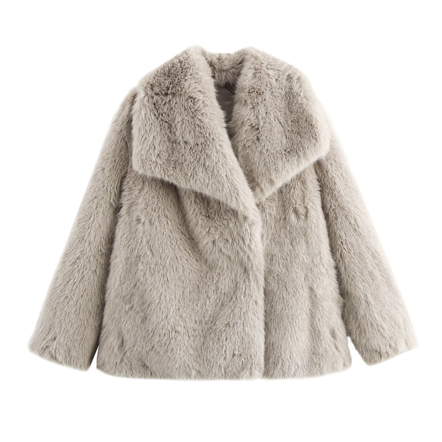 Women's Cropped Faux Fur Jacket - Short Winter Coat