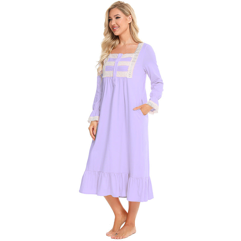 Casual Plus Sizes Long Sleeves Nightgown