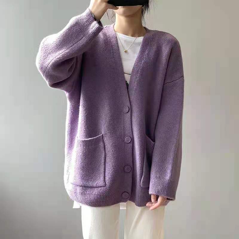 Loose Knit Cardigan – Oversized V-Neck Sweater | Soft & Cozy Casual Pullover
