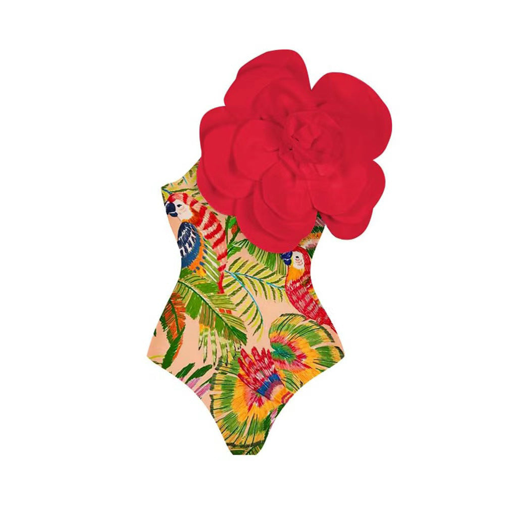 Women's 3D Floral Bikini Set – Sexy High-Cut Bathing Suit for Beach, Pool & Vacation