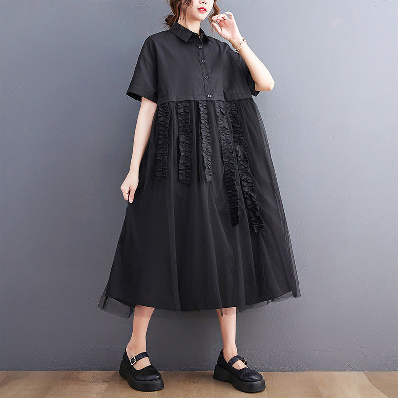 Sexy Summer Tulle Black A Line Long Shirts Dresses-Dresses-Black-One Size-Free Shipping at meselling99