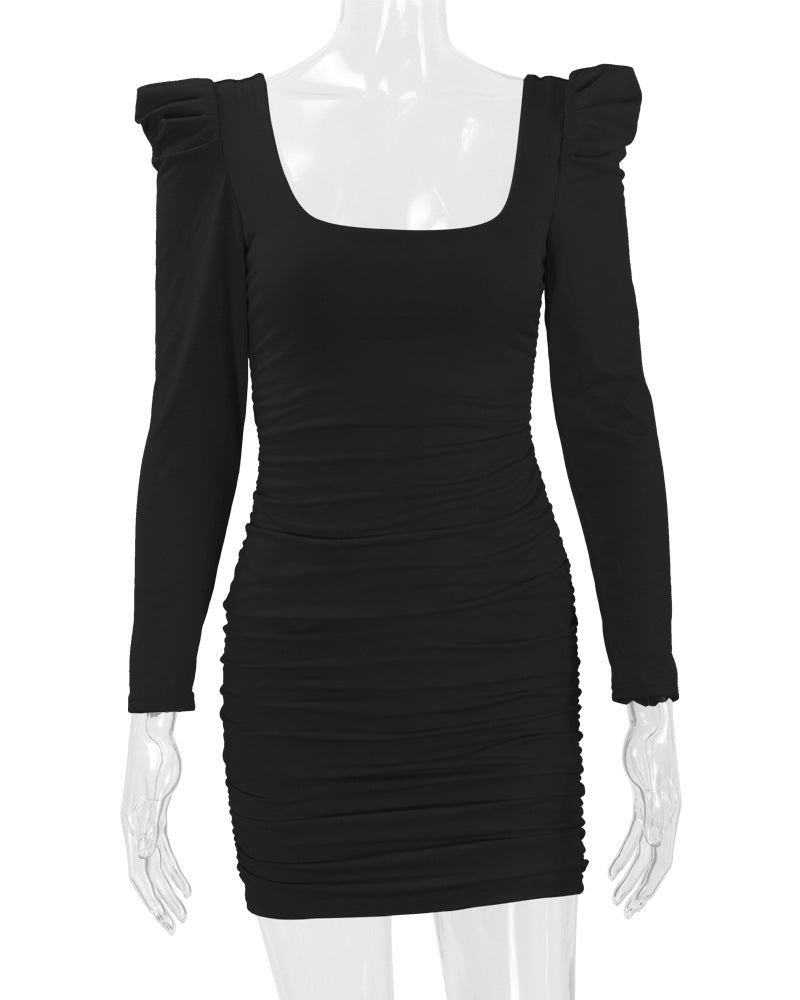 Sexy Square Neckline Long Sleeves Mini Sheath Dresses--Free Shipping at meselling99