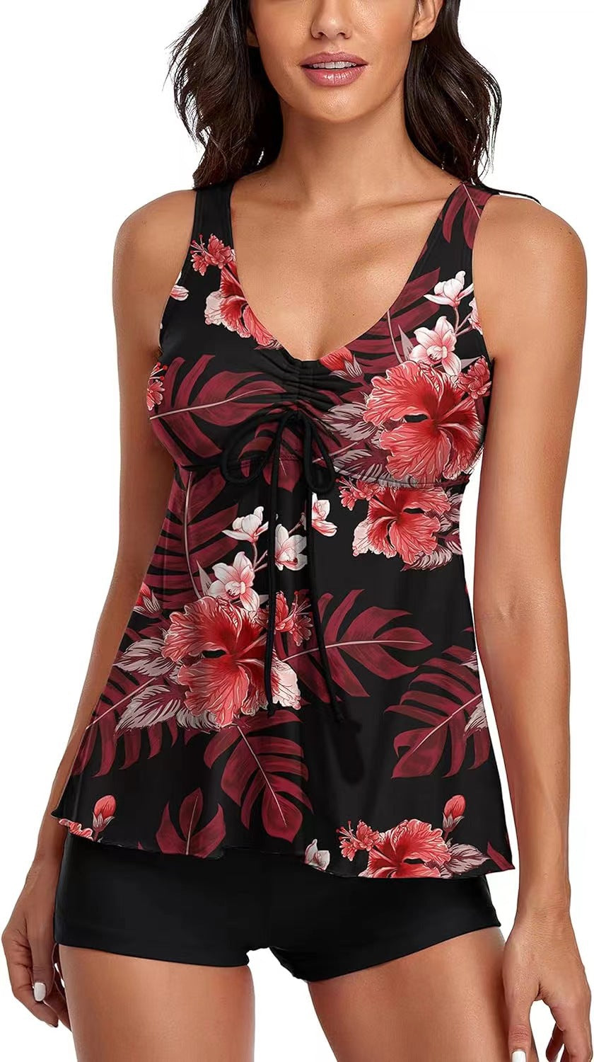 Women's Printed Multi-Colored Conservative Bikini Set