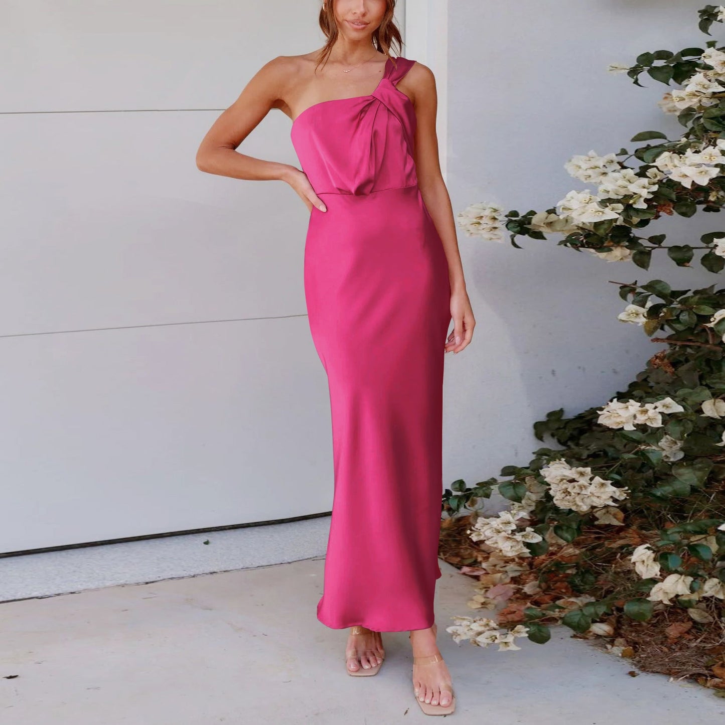 Elegant Satin One Shoulder Bridesmaid Dresses Party Dresses