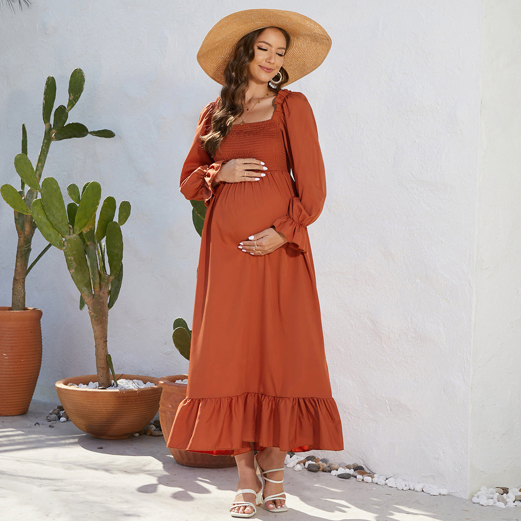 Maternity Dress with Chiffon Flared Sleeve