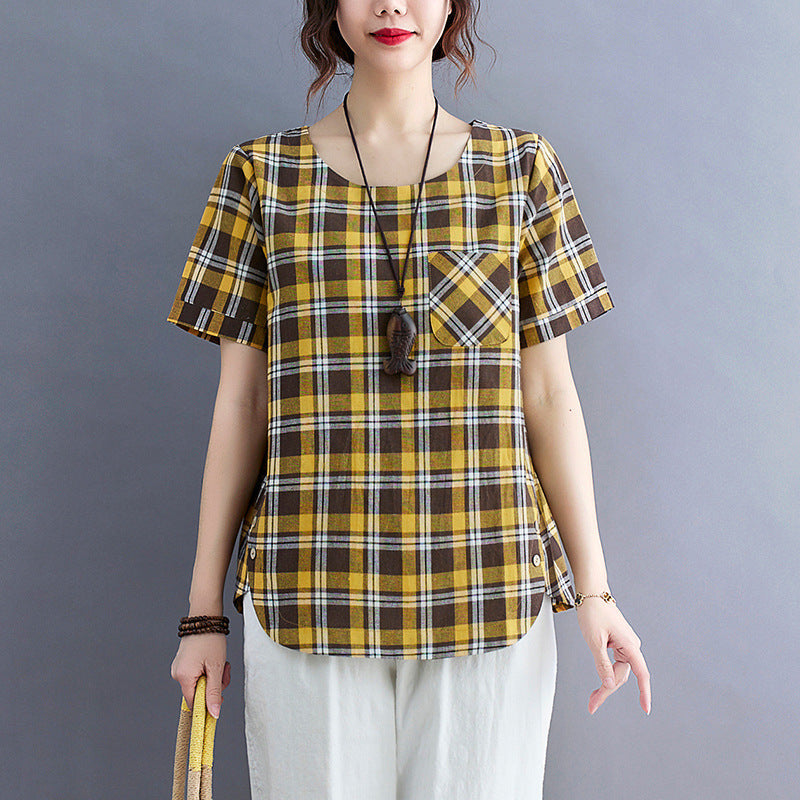 Vintage Stripe Cotton Linen T-Shirt