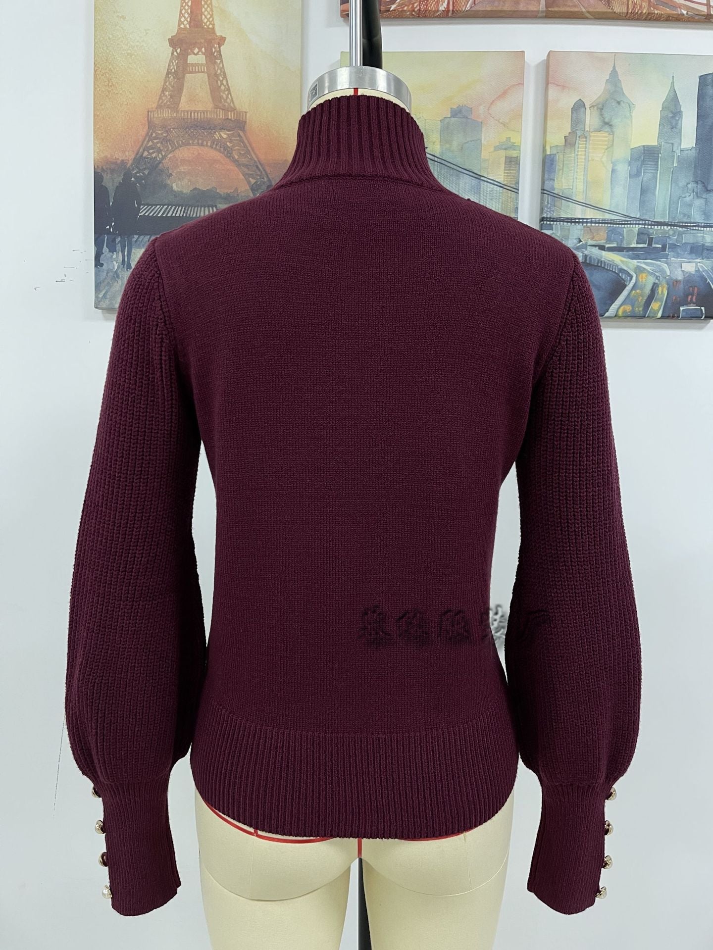 Casual High Neck Beaded Women Sweaters