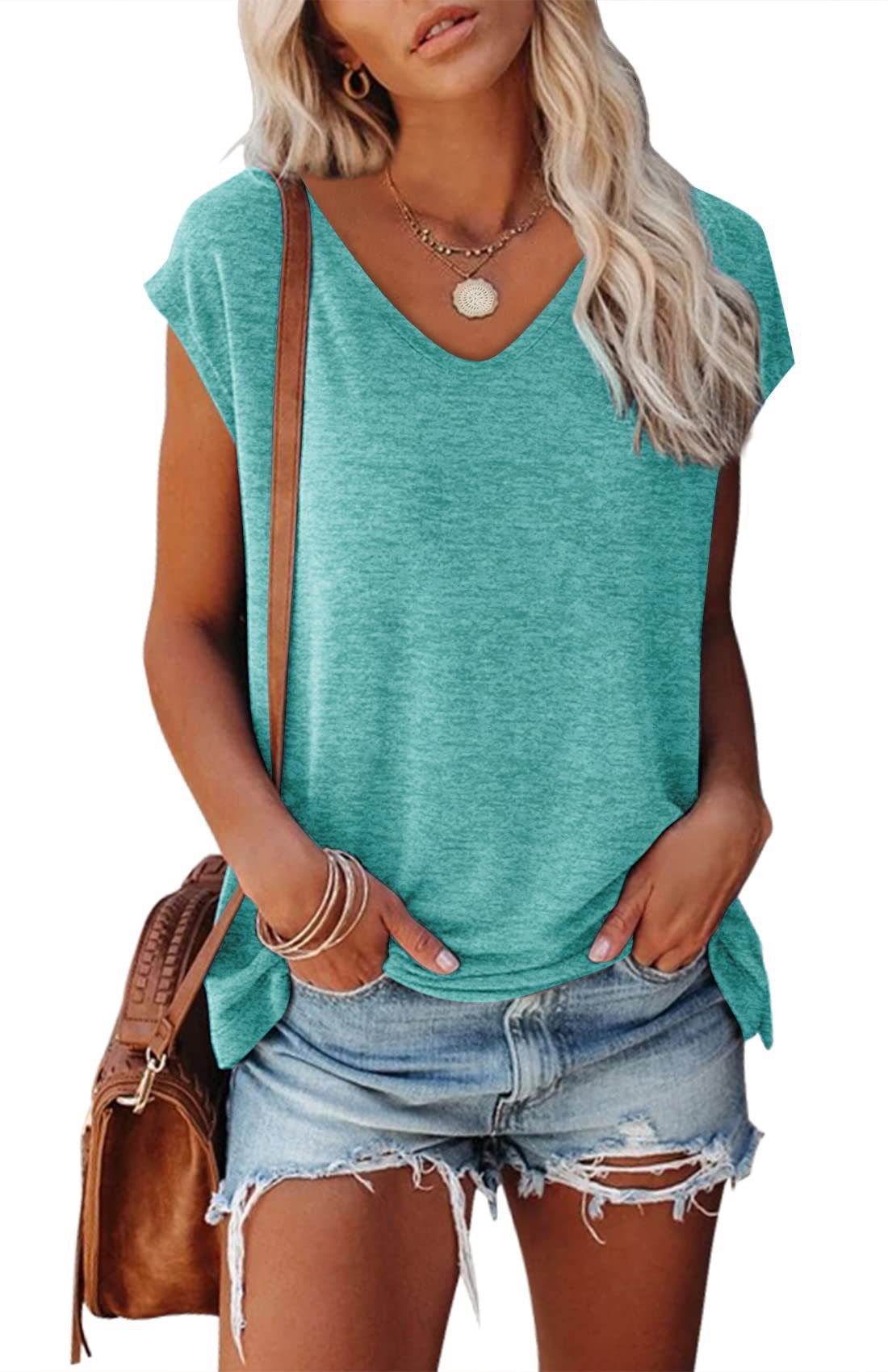 Women's Summer Sleeveless V-Neck Casual Loose Fit T-Shirt
