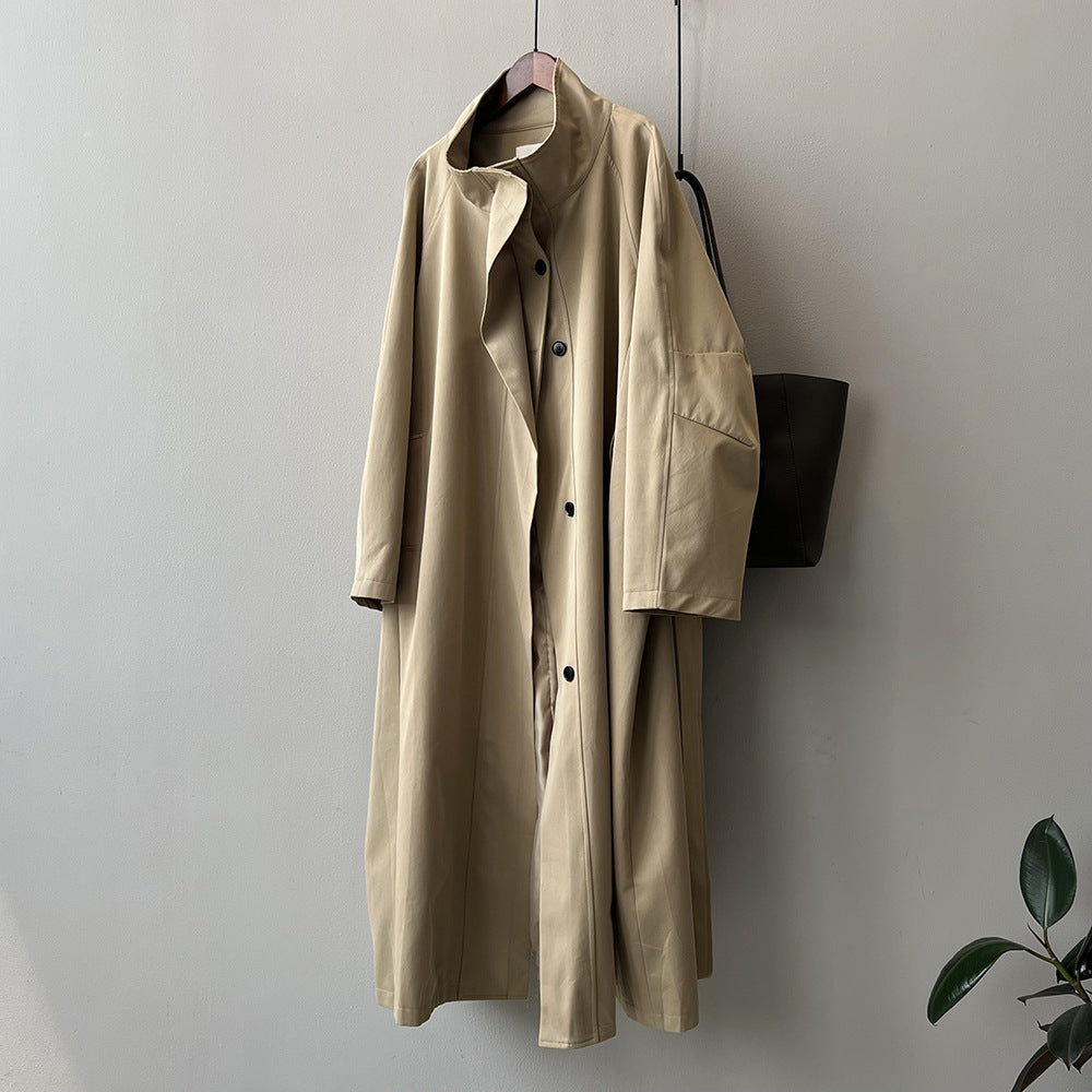 Women’s Stand Collar Long Trench Coat