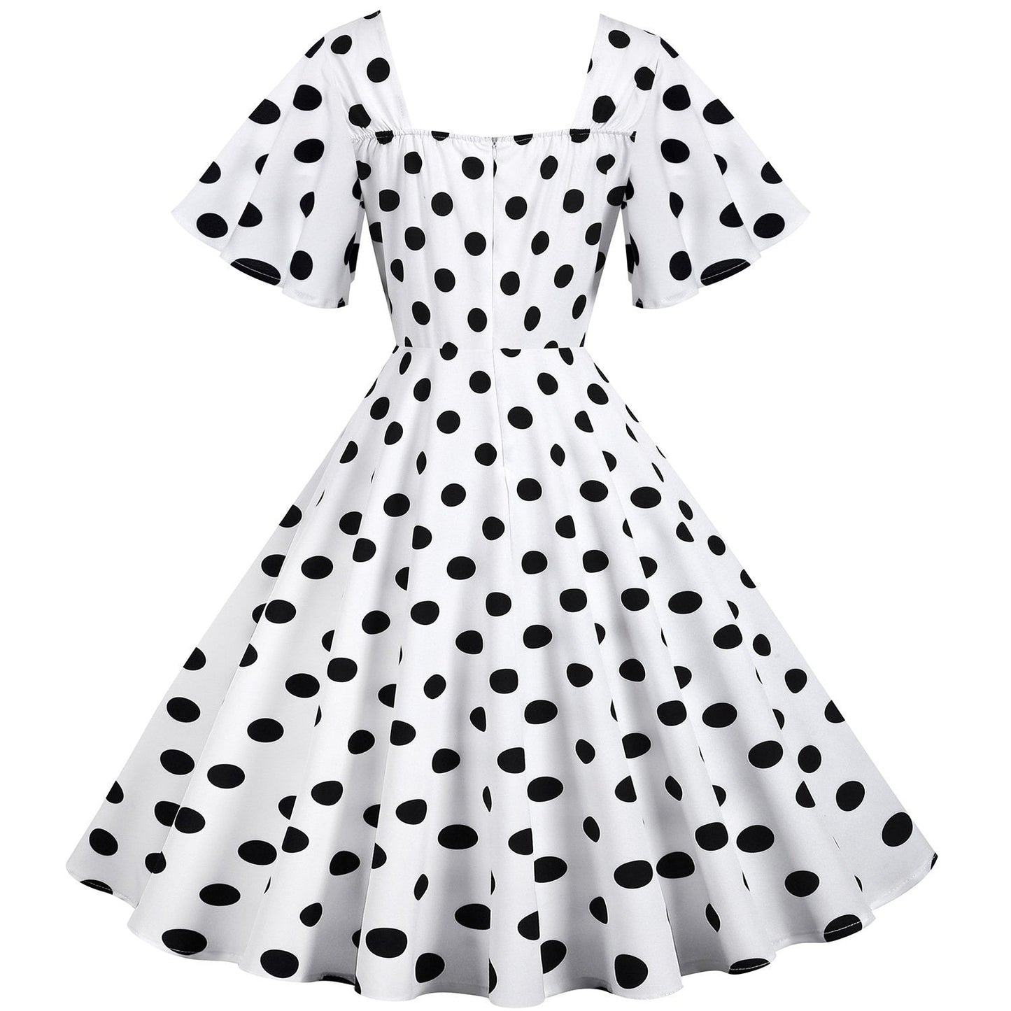 Retro Dot Print Short Sleeves Short Dresses-Vintage Dresses-Free Shipping at meselling99