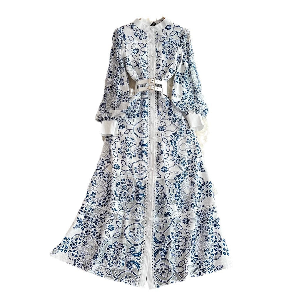 Vintage Stand Collar Elegant Long Dresses