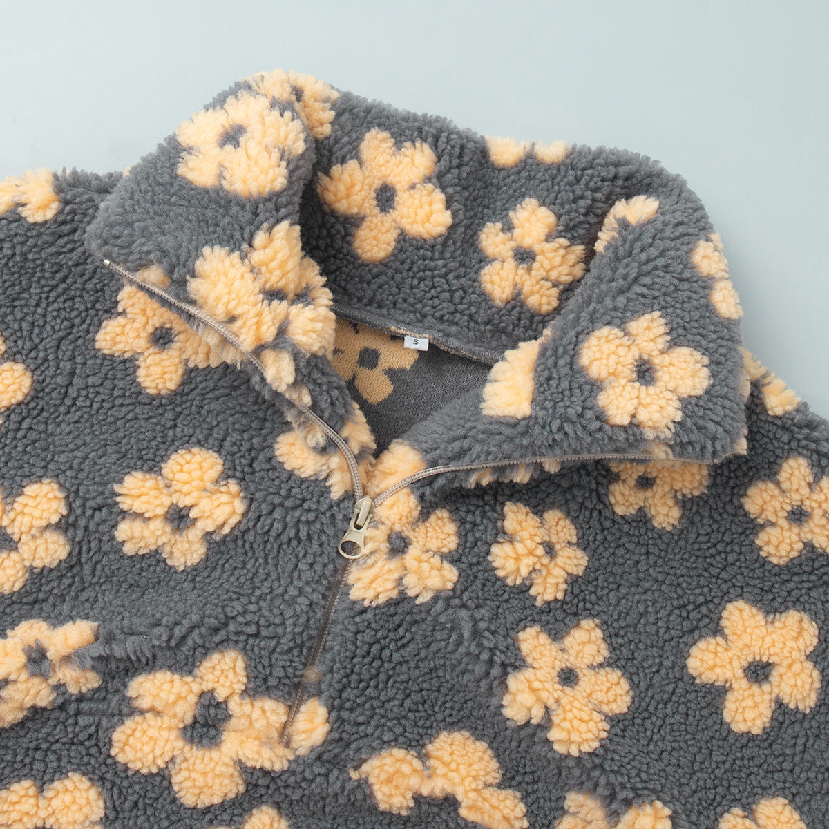 Women's Floral Print Sherpa Hoodie