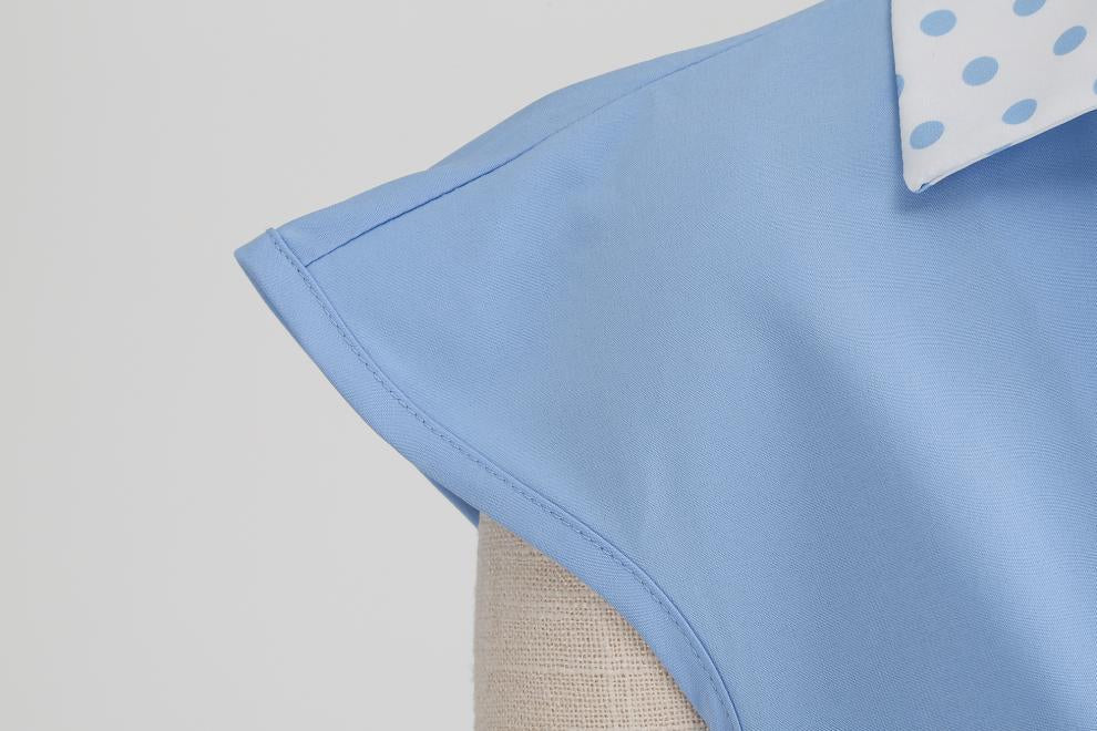 Elegant V-Neck Polka Dot & Solid Color A-Line Dress with Belt for Women