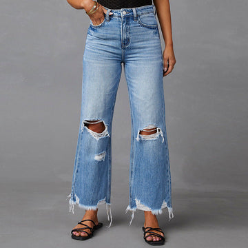 Women's High-Waist Distressed Flared Jeans