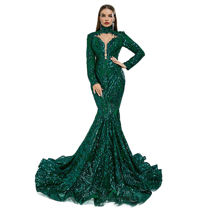 Luxury Long Sleeve High Waist Evening Dress/Wedding Dresses