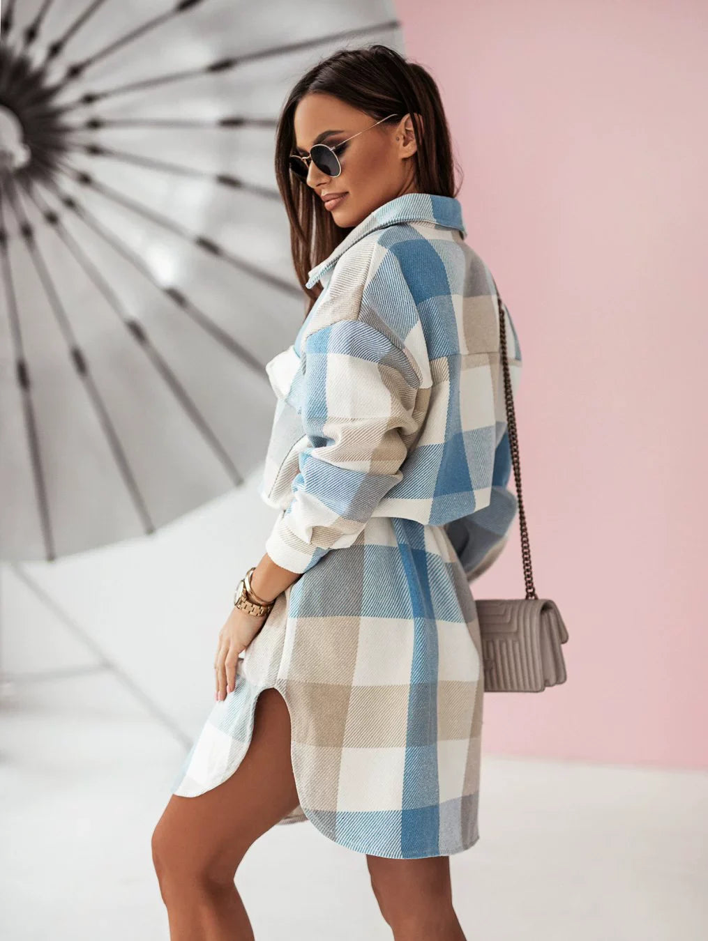 Fashion Colorful Plaid Women Overcoats