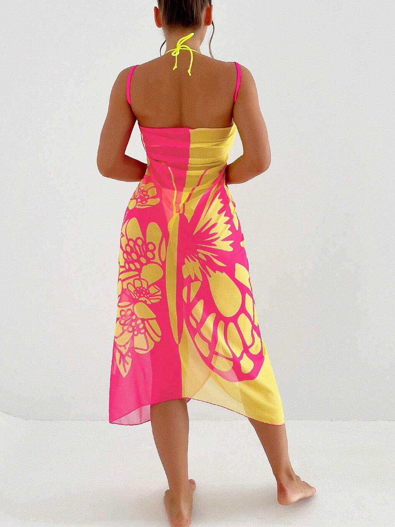 Summer Butterfly Print Beach Cover Ups