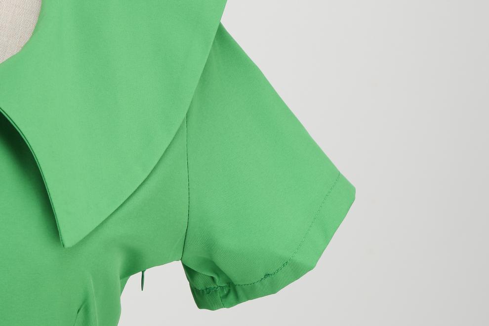 Women's Summer Party Dress with Notch Lapel and Flared Hem