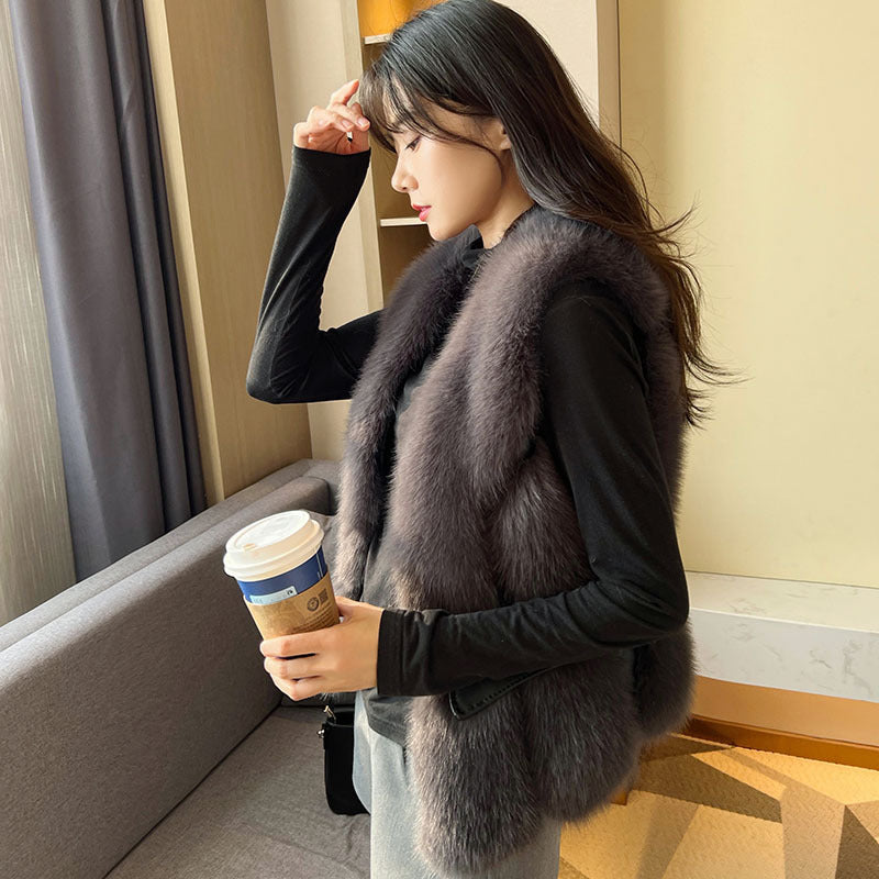 Winter Man Made Fox Fur Short Top Vest for Women