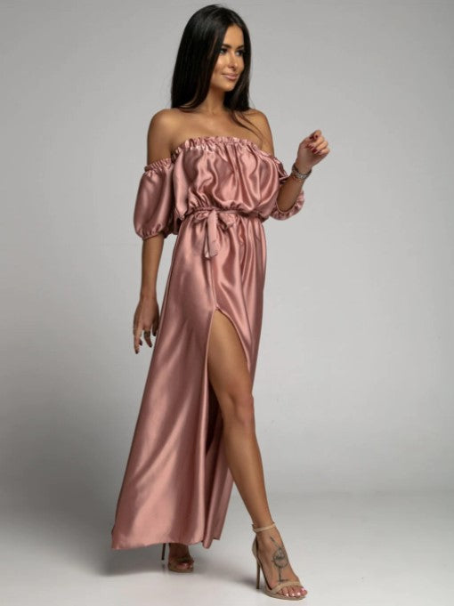 Sexy Off The Shoulder Summer Long Party Dresses-Dresses-Pink-S-Free Shipping at meselling99