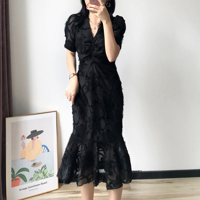 Women Black Lace Plus Sizes Mermaid Dresses-Dresses-Free Shipping at meselling99