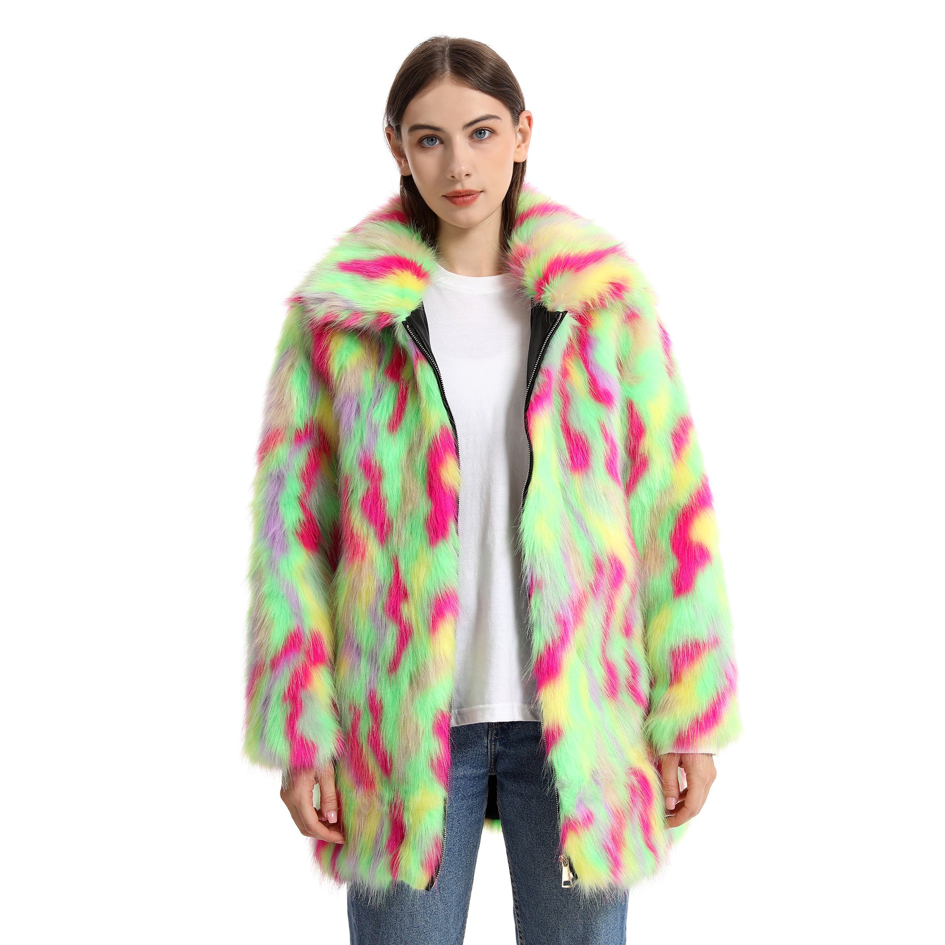 Women's Plush Long-Length Faux Fur Coat