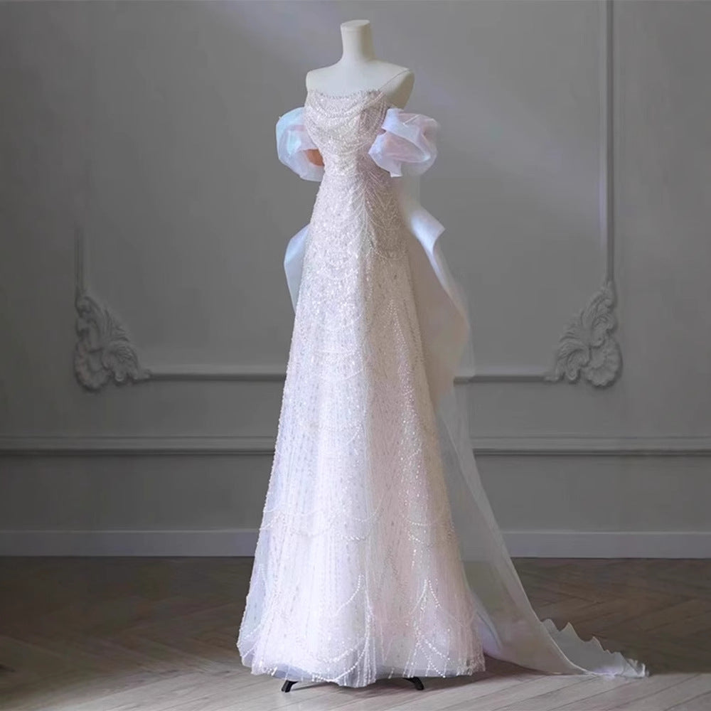 One-Shoulder Light Wedding Dress