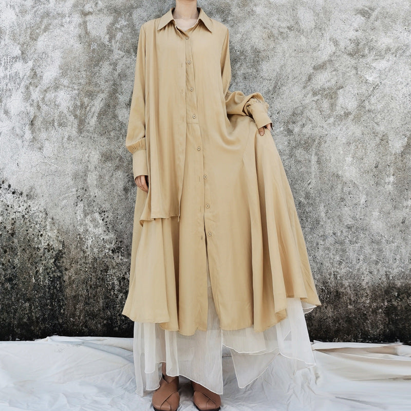 Ethnic Vintage Linen Designed Long Shirt Dresses-Dresses-Free Shipping at meselling99