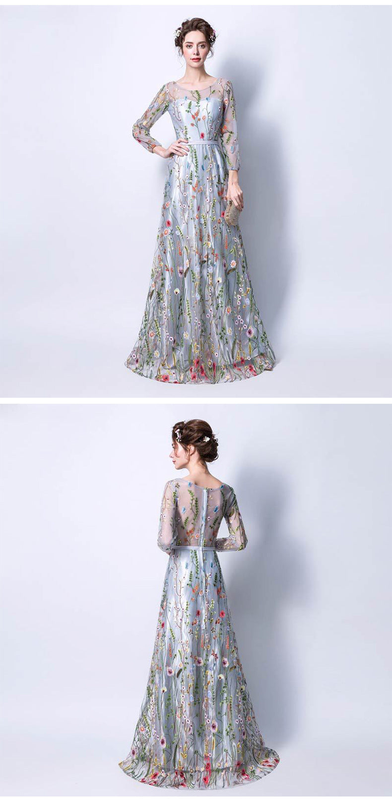 Vintage Elegant Long Sleeves Evening Dresses