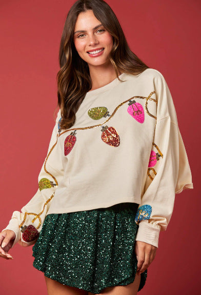 Women's Sparkly Long Sleeve Pullover Hoodie