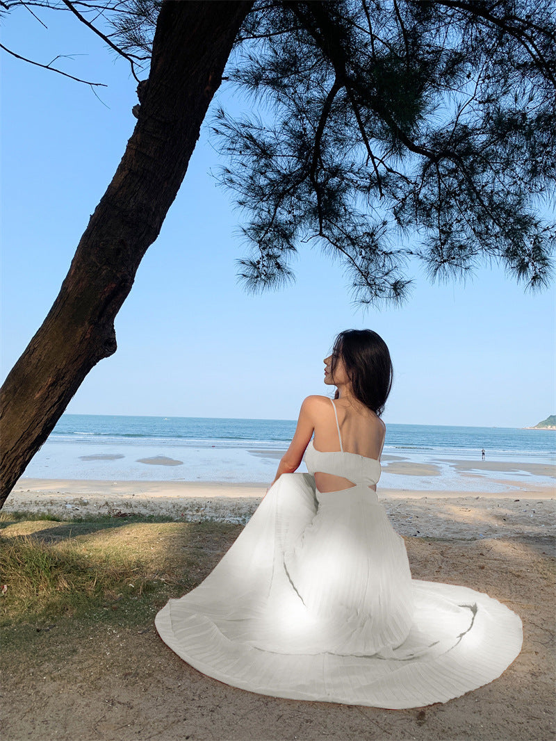 Luxury Dopamine Gown - Elegant Backless Maxi Dress with Designer Details