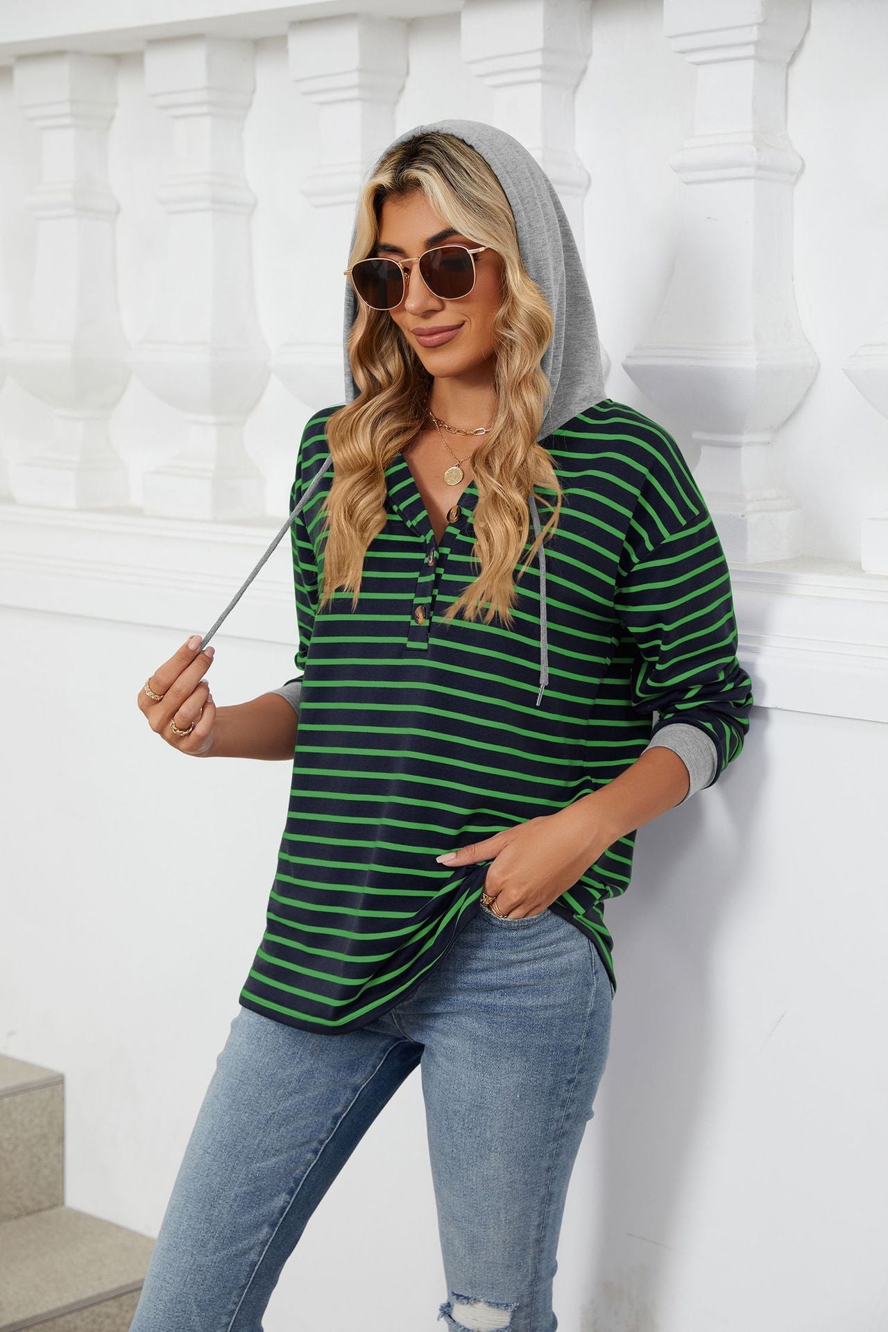 Casual Striped Long Sleeves Hoodies