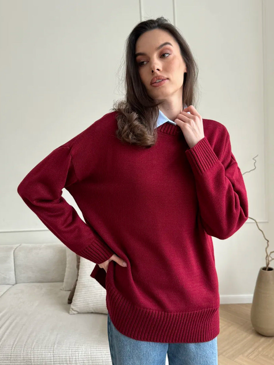 Women's Casual Split Hem Sweater