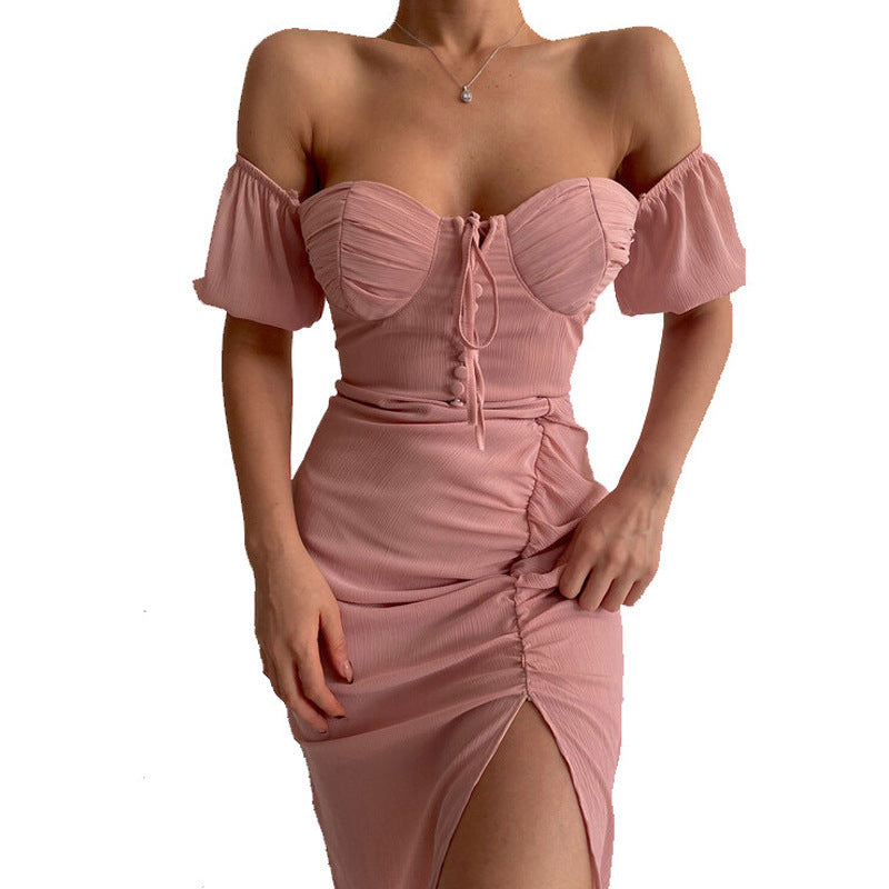 Sexy Off The Shoulder Lace Up Tight Mini Dresses-Dresses-Free Shipping at meselling99