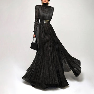 Elegant Midi Dress with Gold Foil Print