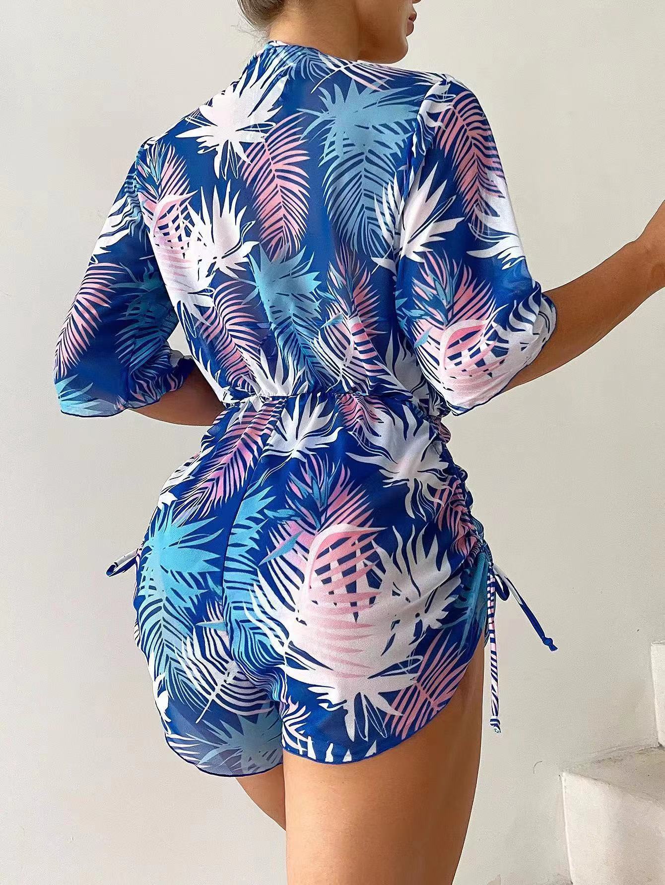 Sexy Net Drawstring 3pcs Women Swimsuits