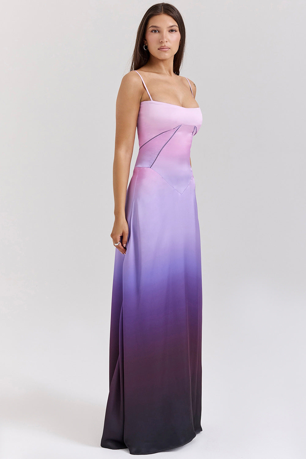 Elegant Long Satin Slip Dress with Low Back