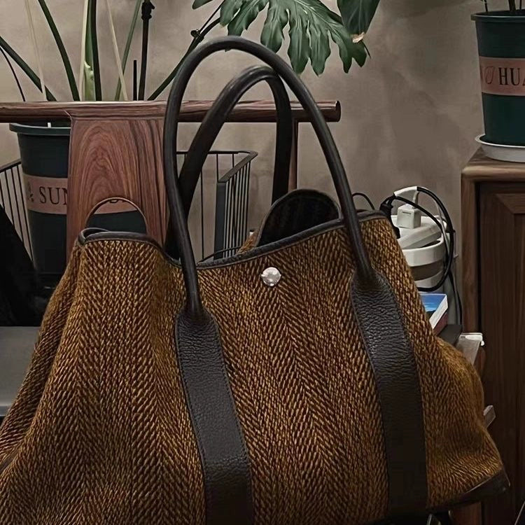 Elegant Tweed Oversized Tote Bag