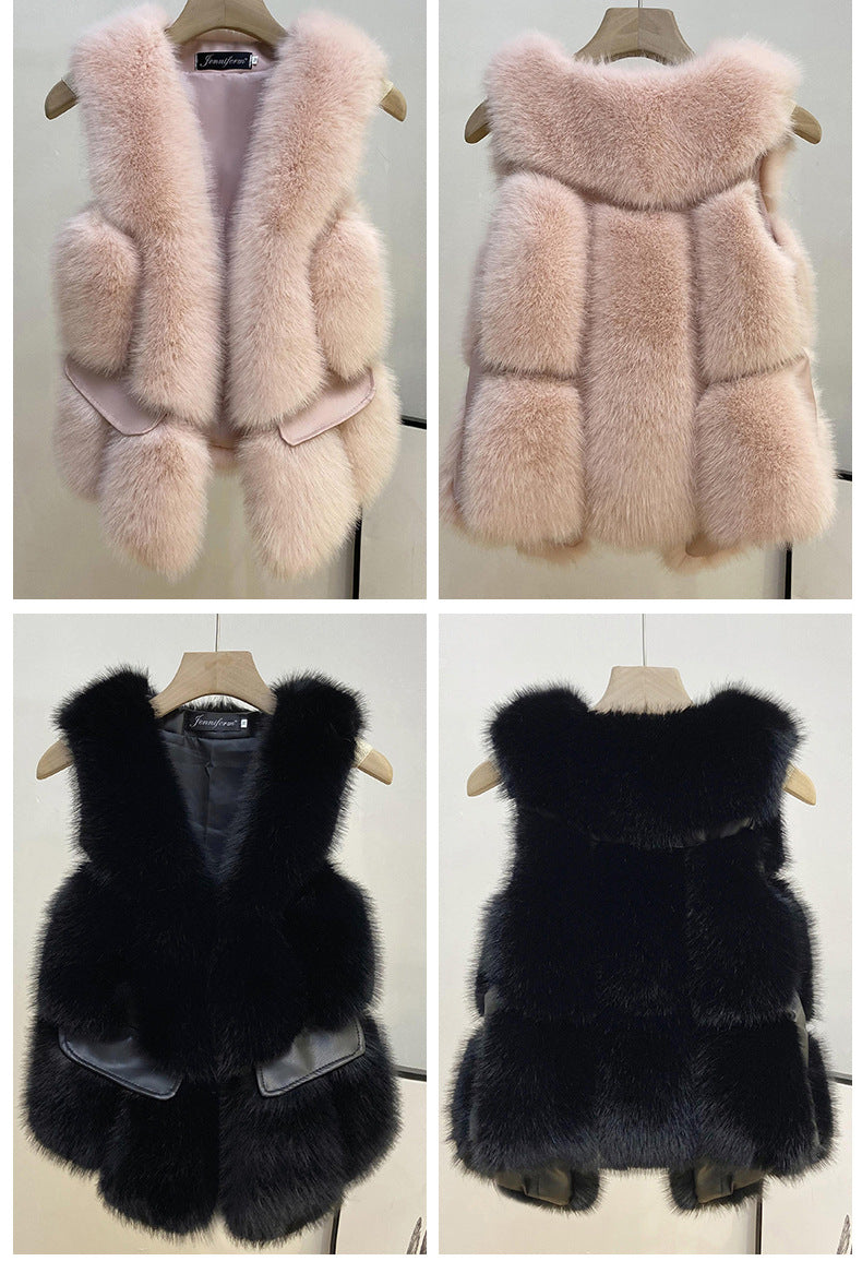 Winter Man Made Fox Fur Short Top Vest for Women