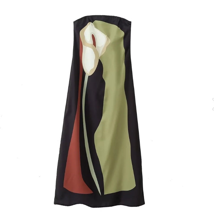 Women's Avocado Print Strapless Sundress