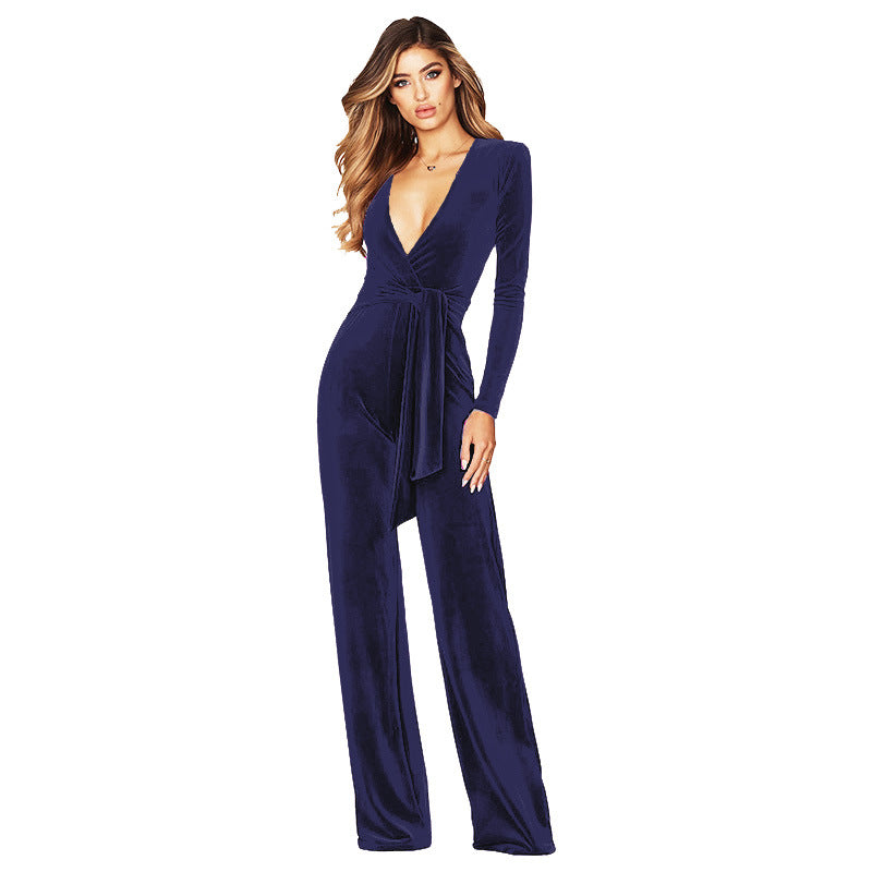 Sexy Deep V Neck Long Sleeves Jumpsuits