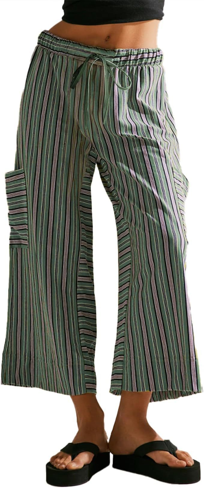 Women's Summer Striped Straight Leg Pants