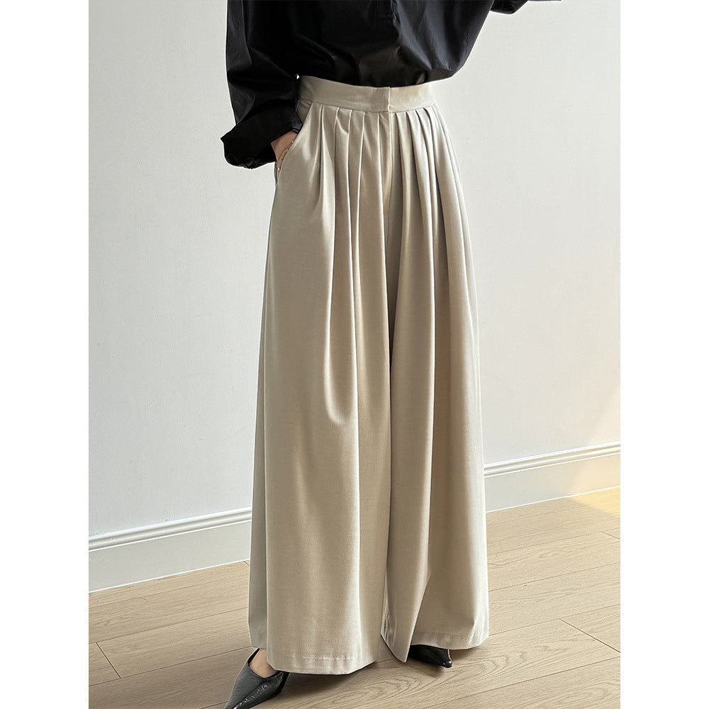Women's High-Waisted Tencel Wool Wide-Leg Pants