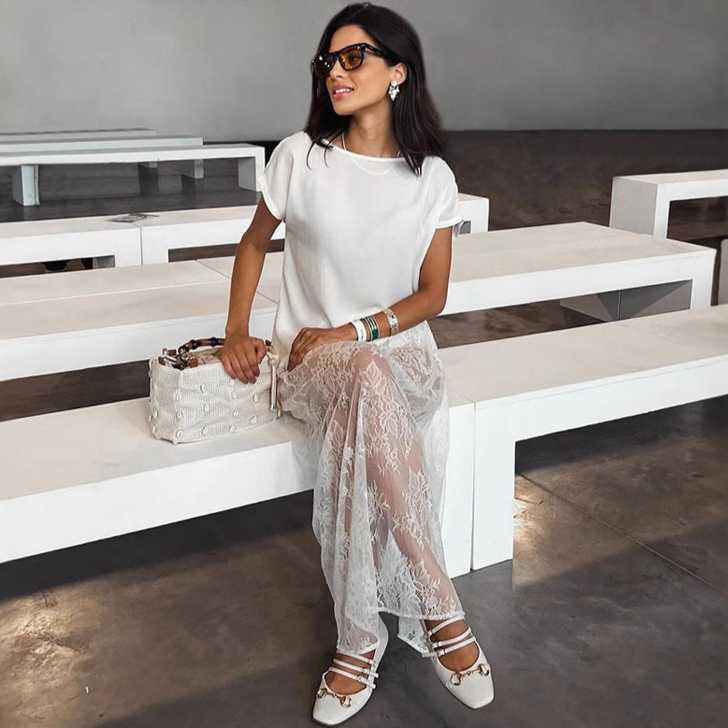 Women's Sexy White Lace Sheer Skirt