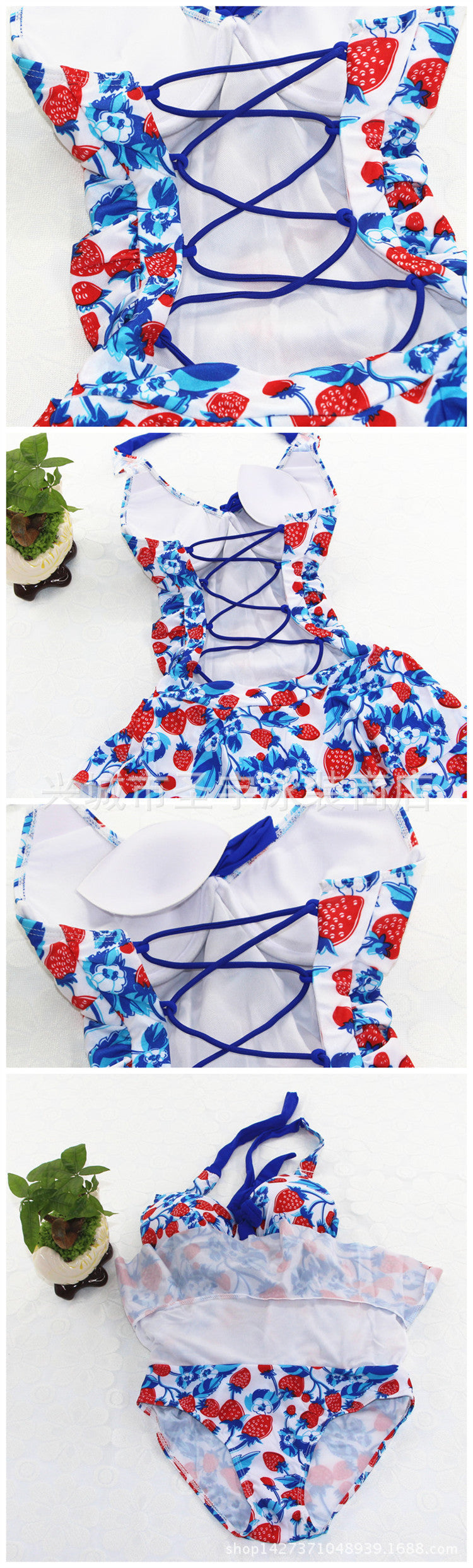 Women's Strawberry Print One-Piece Swimsuit