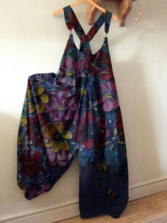 Casual Summer Floral Print Jumpsuits
