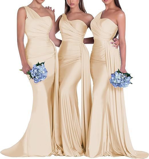 Sexy One Shoulder Mermaid Evening Dresses Bridesmaid Dresses