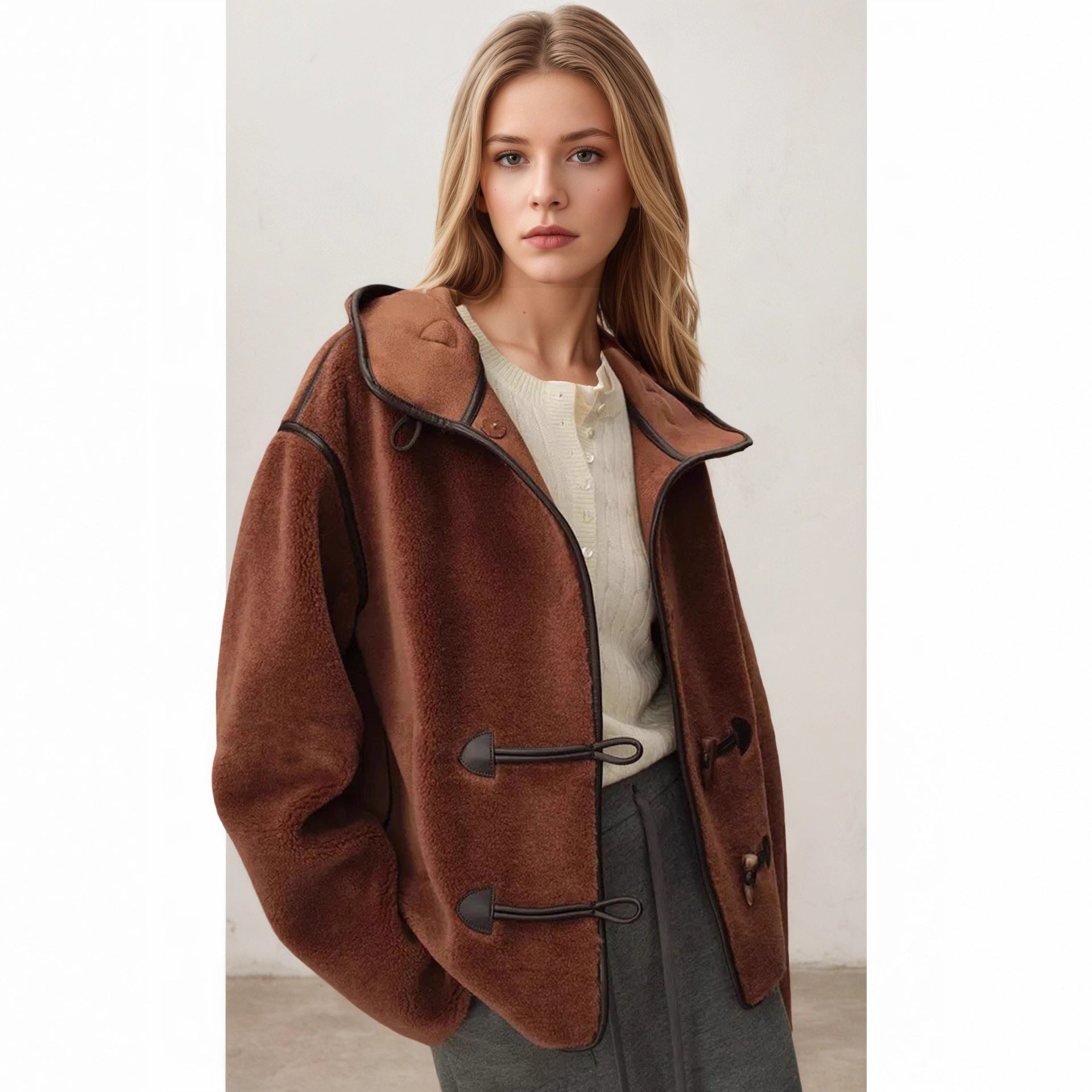 Elegant Faux Fur Hooded Jacket