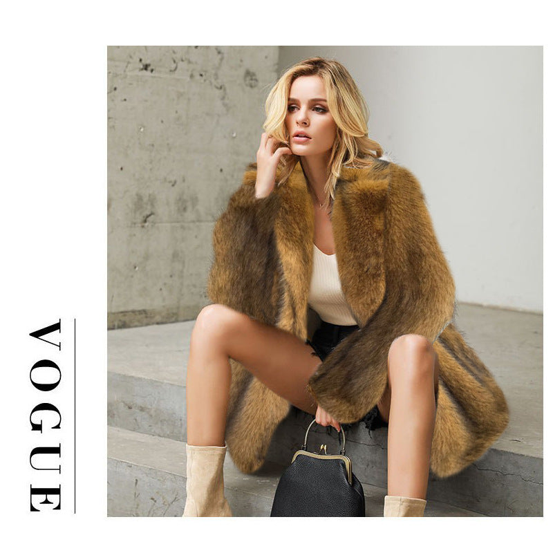 Winter Man Made Fox Fur Coats for Women