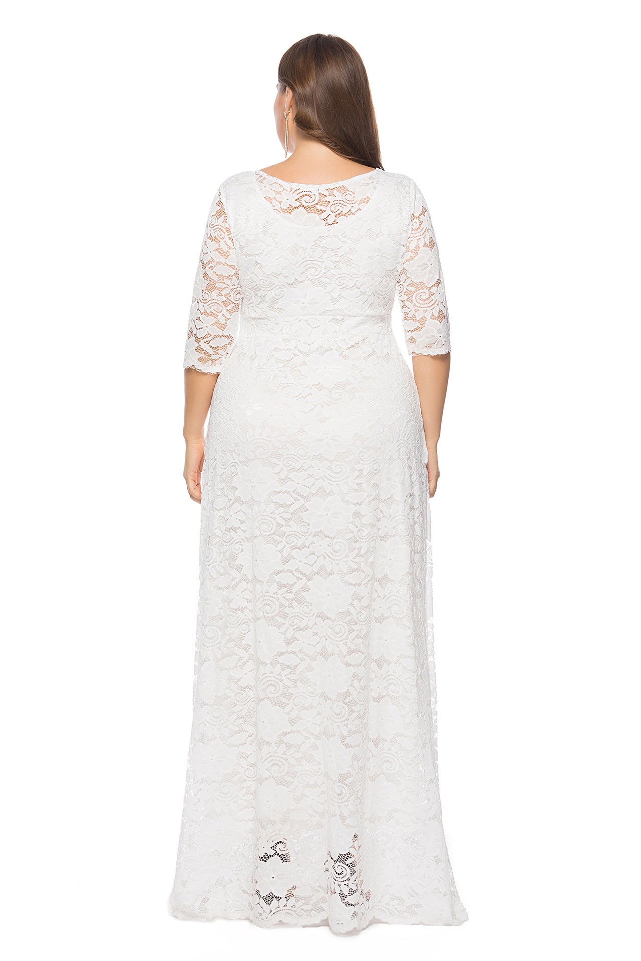Plus Size Lace Evening Gown with Pockets